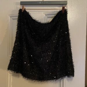 Loft holiday black sequin mini skirt.